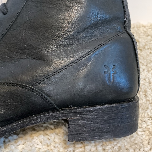 Black moto boot Frye combat lace up - Picture 5 of 16